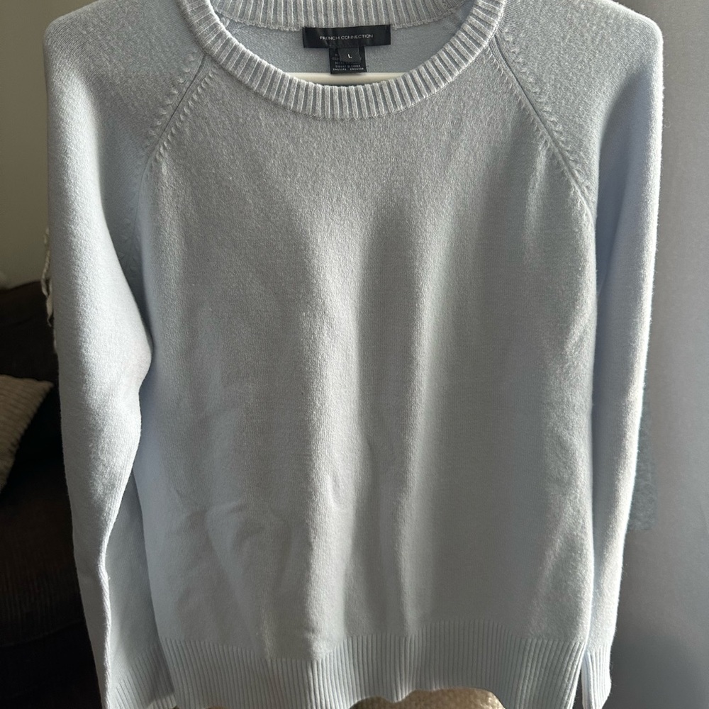 French Connection Light Blue Crew Neck Sweater EUC